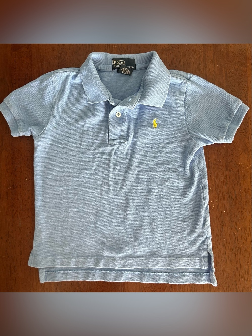 Ralph Lauren Kids Polo Shirt in Light Blue with Yellow Logo